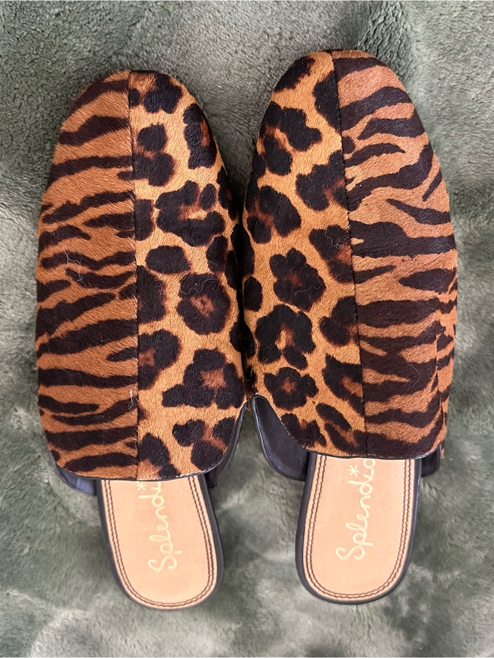 Splendid Leopard and Tiger Print Slip-On Mules in Brown and Black